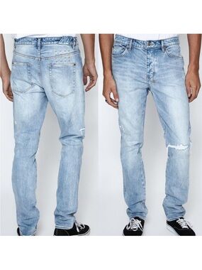 Ksubi Chitch The Streets Jeans 32 Distressed Slim Tapered Light Wash Denim